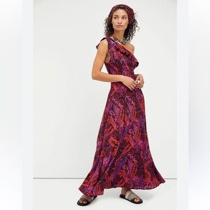 Free People Floral Off-Shoulder Ruffle Maxi Dress